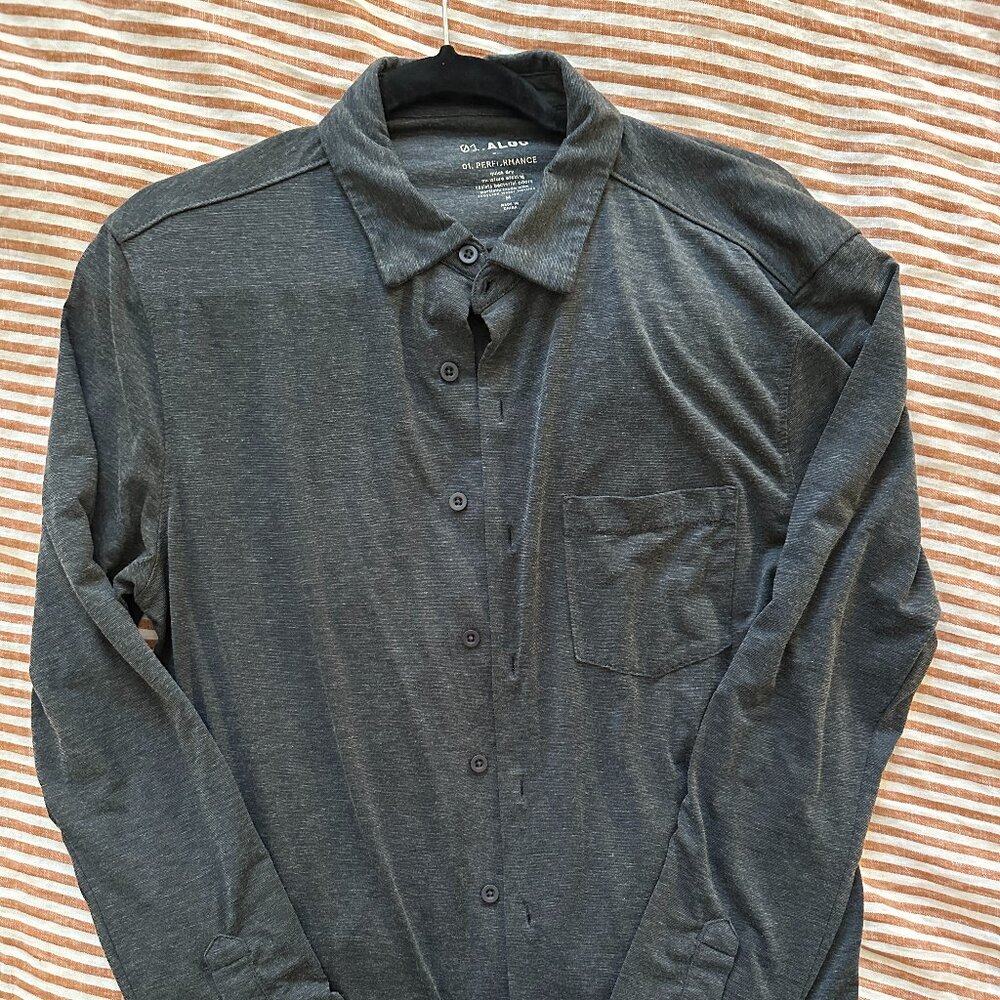 Algo Performance Fabric Long Sleeve Collared Shirt Medium